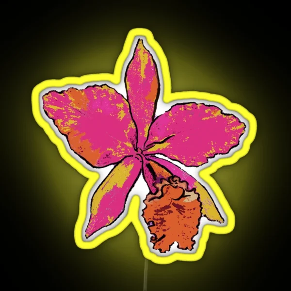 Phaleonopsis Orchid Art Deco Design RGB Neon Sign
