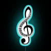 Vibrant Neon Sign Featuring Music Notes in Rainbow Color Scheme