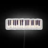 Musical Melody Illuminated with Colorful Neon Lights on Glass Piano