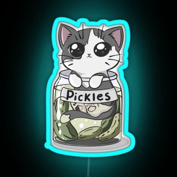 Pickle Jar Cat RGB Neon Sign