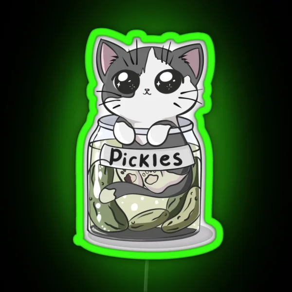 Pickle Jar Cat RGB Neon Sign