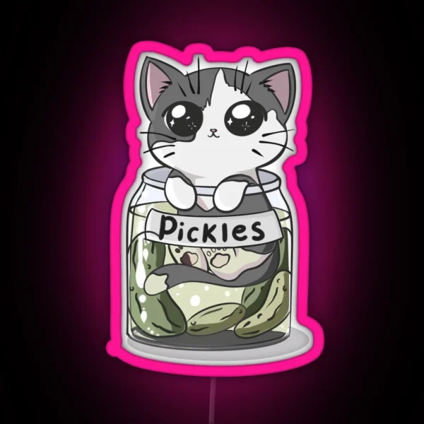 Pickle Jar Cat RGB Neon Sign