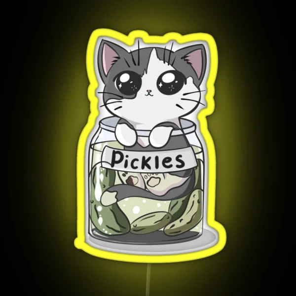 Pickle Jar Cat RGB Neon Sign