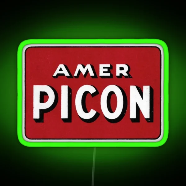 PICON Vintage Style Logo Amer Picon Red And White RGB Neon Sign