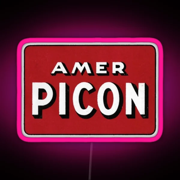 PICON Vintage Style Logo Amer Picon Red And White RGB Neon Sign