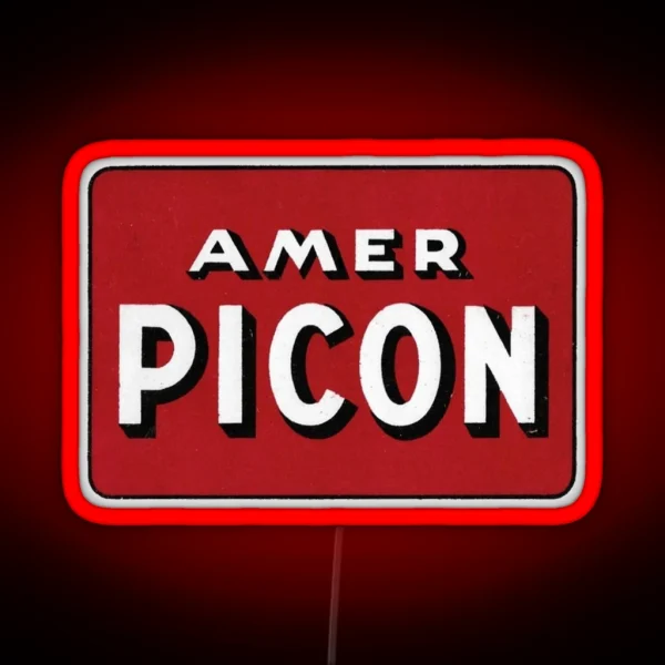 PICON Vintage Style Logo Amer Picon Red And White RGB Neon Sign