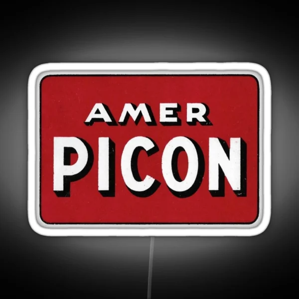 PICON Vintage Style Logo Amer Picon Red And White RGB Neon Sign