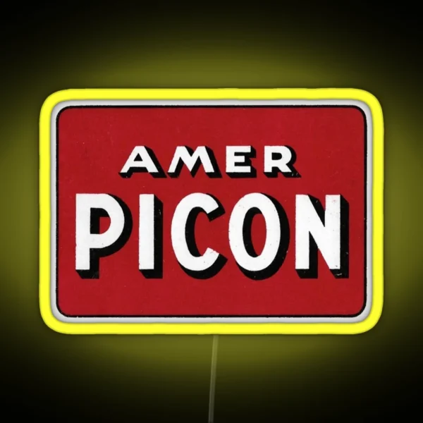 PICON Vintage Style Logo Amer Picon Red And White RGB Neon Sign