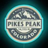 Pikes Peak Colorado Highway Sign with Vibrant RGB Neon Lights