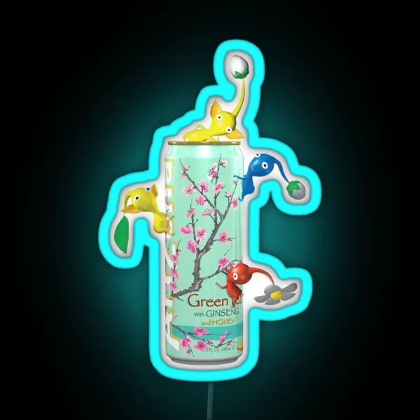 Pikmin On A Green Tea Can RGB Neon Sign