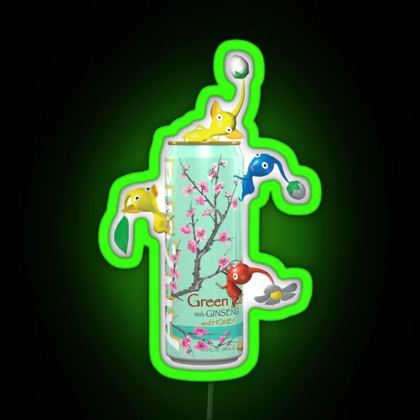 Pikmin On A Green Tea Can RGB Neon Sign
