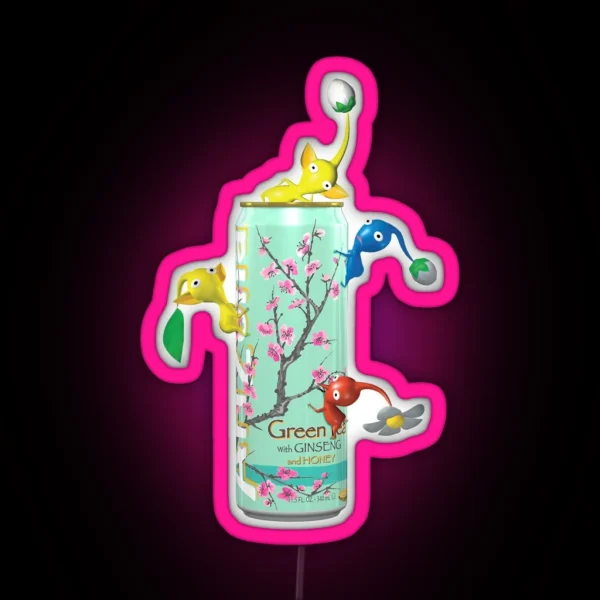 Pikmin On A Green Tea Can RGB Neon Sign