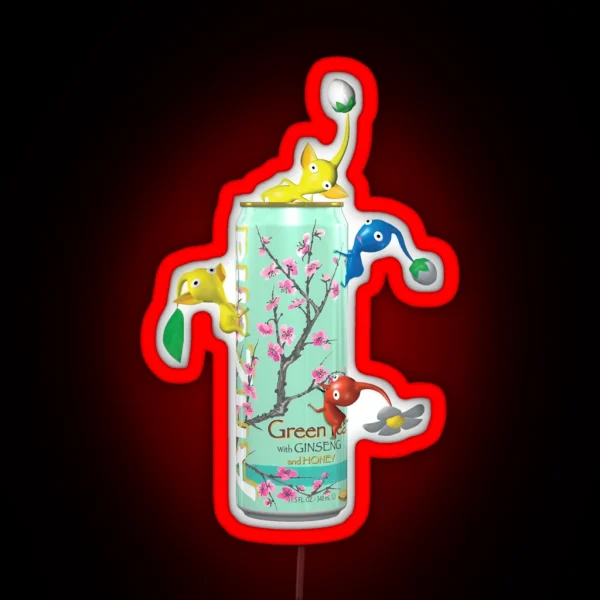 Pikmin On A Green Tea Can RGB Neon Sign