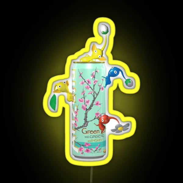 Pikmin On A Green Tea Can RGB Neon Sign
