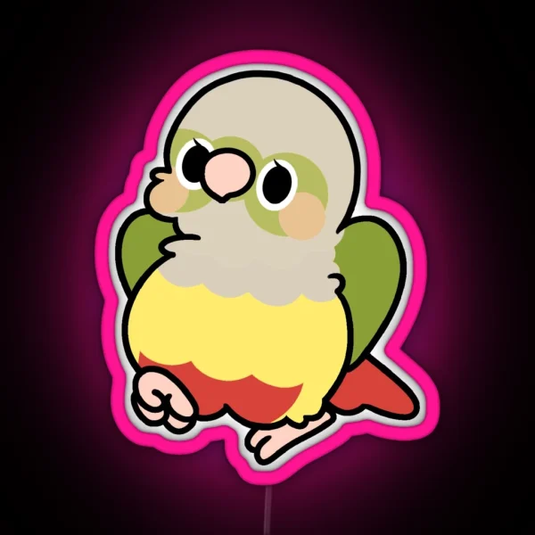 Pinapple Green Cheek Conure Kawaii Birbs RGB Neon Sign