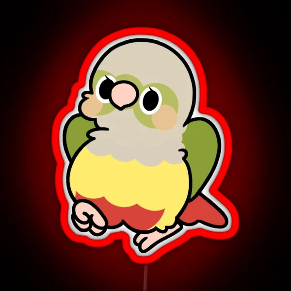 Pinapple Green Cheek Conure Kawaii Birbs RGB Neon Sign