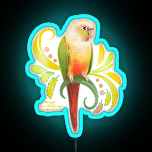 Pineapple Green Cheek Conure RGB Neon Sign