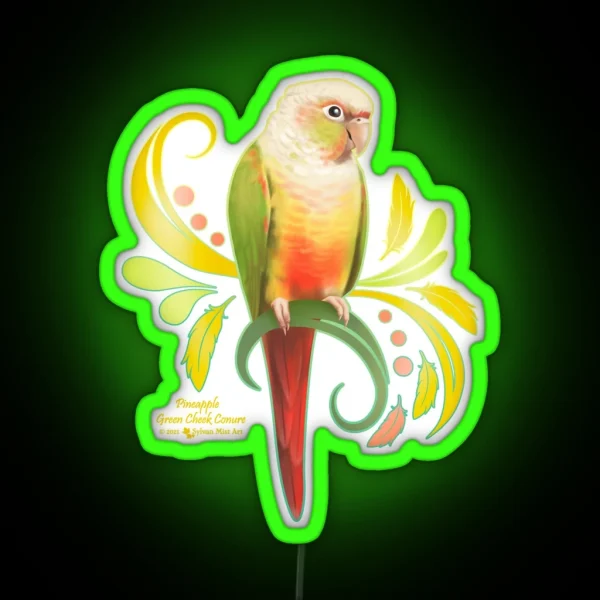 Pineapple Green Cheek Conure RGB Neon Sign