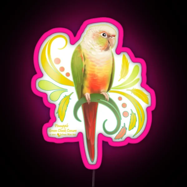 Pineapple Green Cheek Conure RGB Neon Sign