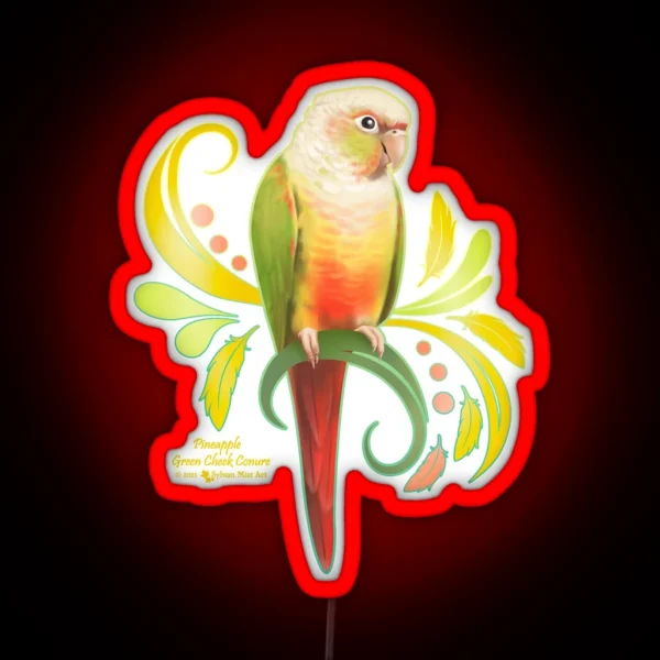 Pineapple Green Cheek Conure RGB Neon Sign