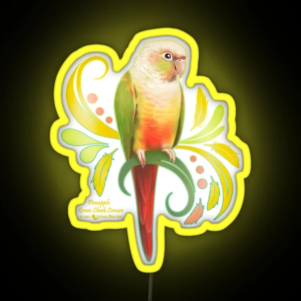 Pineapple Green Cheek Conure RGB Neon Sign
