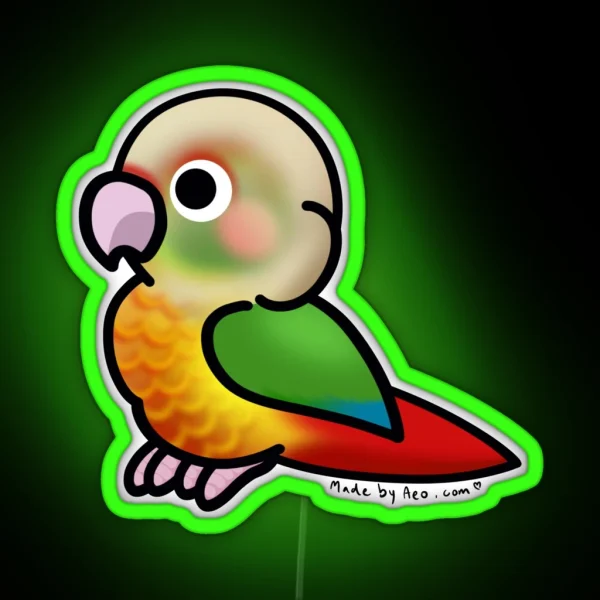 Pineapple Green Cheek Conure RGB Neon Sign