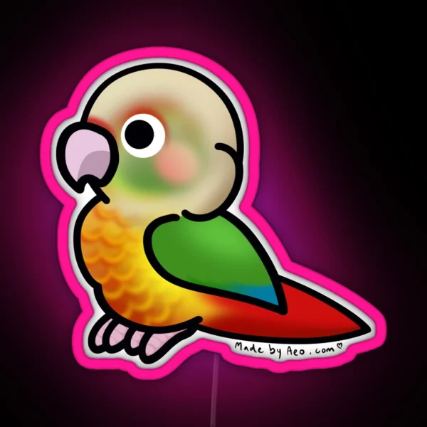Pineapple Green Cheek Conure RGB Neon Sign