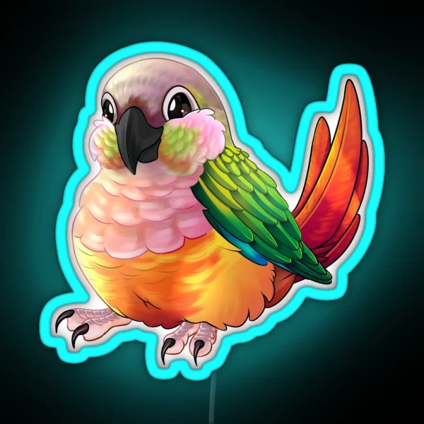 Pineapple Green Cheek Conure RGB Neon Sign