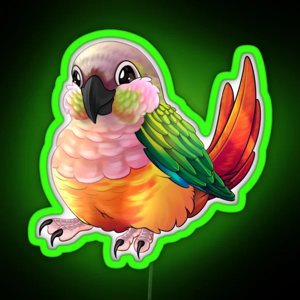 Pineapple Green Cheek Conure RGB Neon Sign