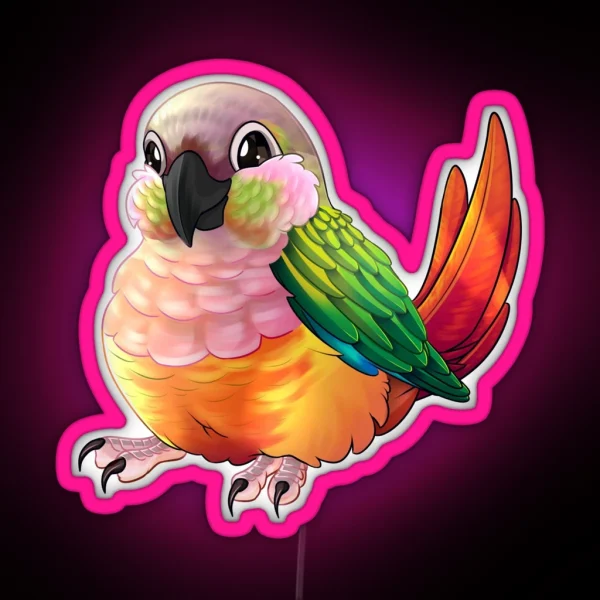 Pineapple Green Cheek Conure RGB Neon Sign