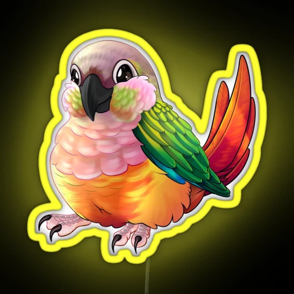 Pineapple Green Cheek Conure RGB Neon Sign