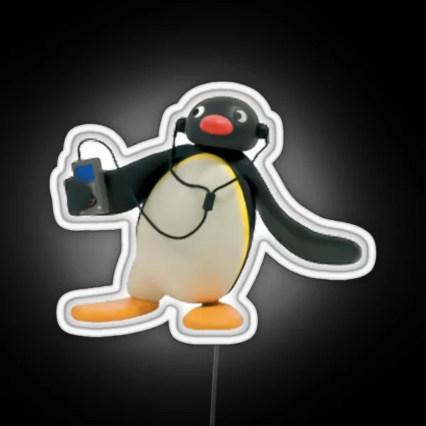 Pingu Listening To Music RGB Neon Sign