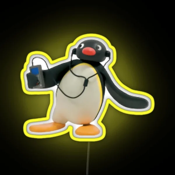 Pingu Listening To Music RGB Neon Sign