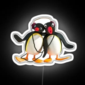 Pingu Listening To Music With Bestie RGB Neon Sign