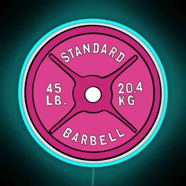 Pink 45 Lb Plate RGB Neon Sign