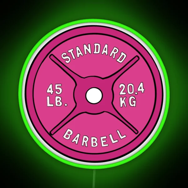 Pink 45 Lb Plate RGB Neon Sign