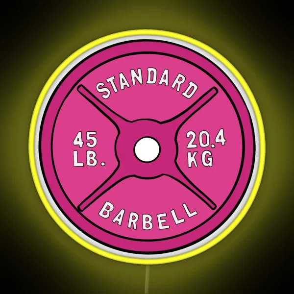 Pink 45 Lb Plate RGB Neon Sign