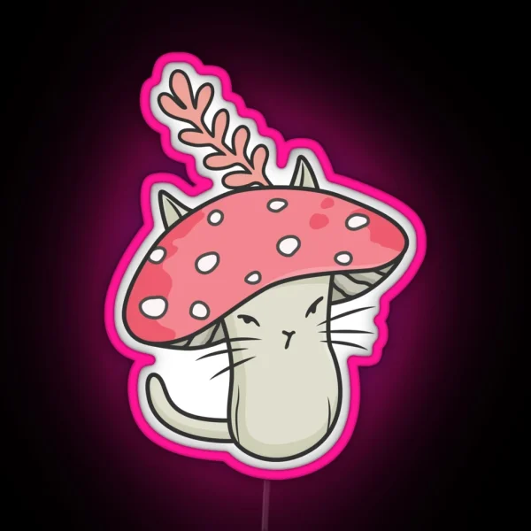 Pink Amanita Catshroom RGB Neon Sign