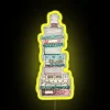Pastel hued floral bookshelf backdrop with vibrant RGB neon accents