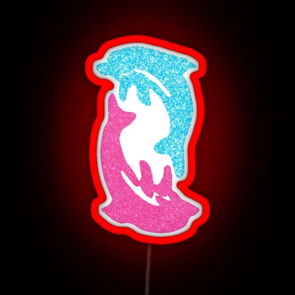 Pink And Blue Glitter Dolphins RGB Neon Sign