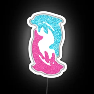 Pink And Blue Glitter Dolphins RGB Neon Sign