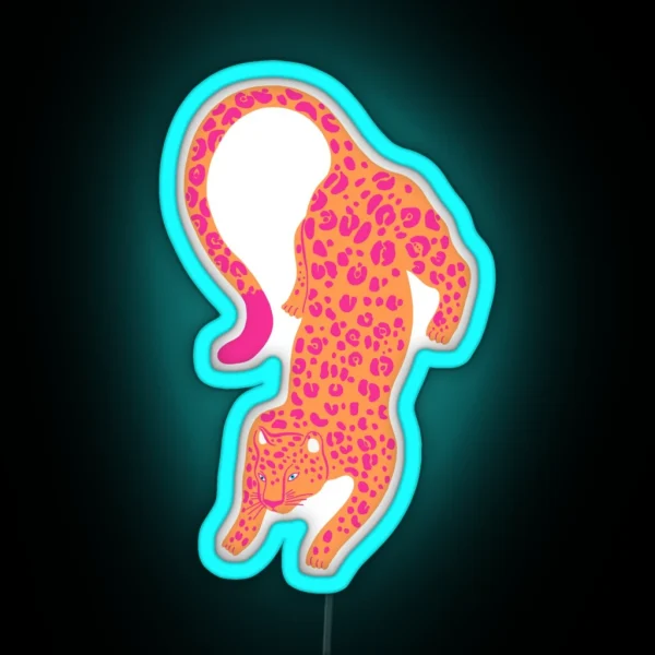 Pink And Orange Leopard RGB Neon Sign