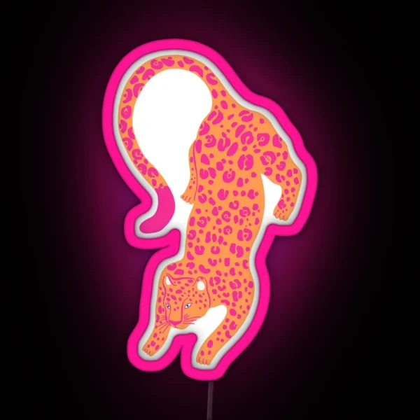Pink And Orange Leopard RGB Neon Sign