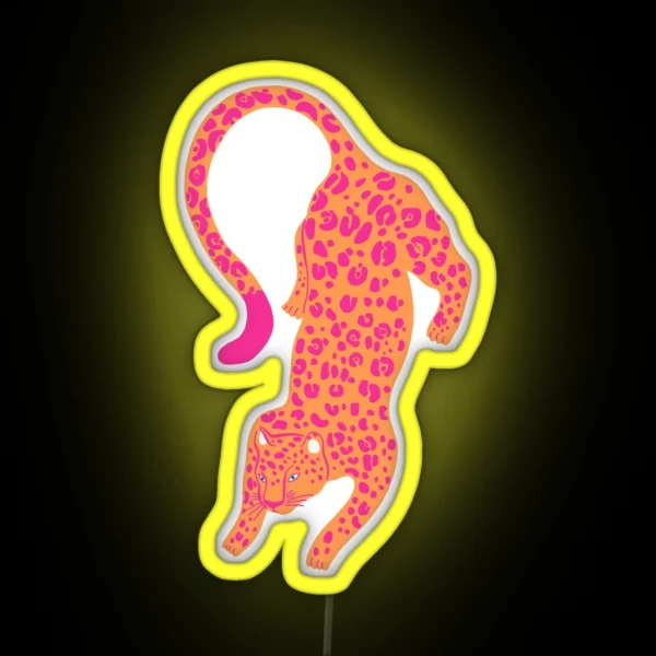 Pink And Orange Leopard RGB Neon Sign
