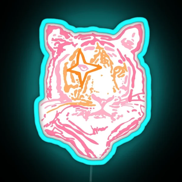 Pink And Orange Star Tiger RGB Neon Sign