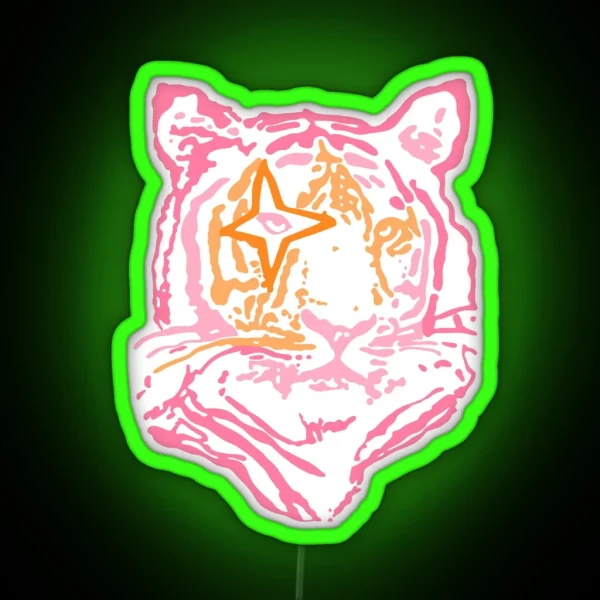 Pink And Orange Star Tiger RGB Neon Sign