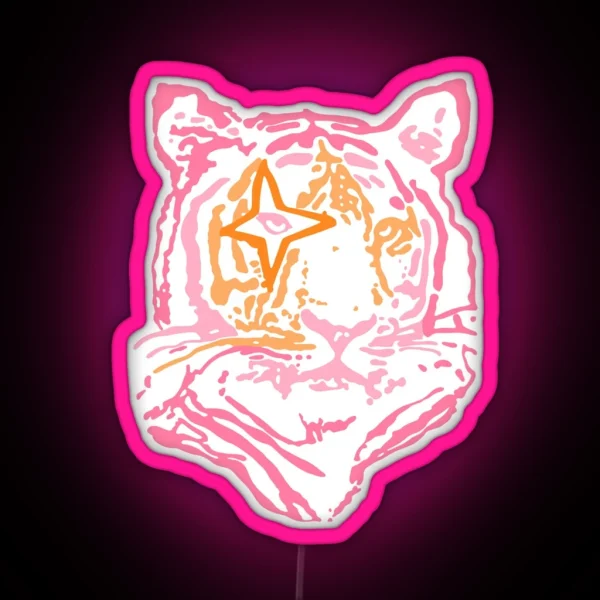 Pink And Orange Star Tiger RGB Neon Sign