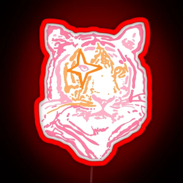 Pink And Orange Star Tiger RGB Neon Sign