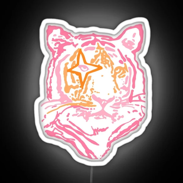 Pink And Orange Star Tiger RGB Neon Sign
