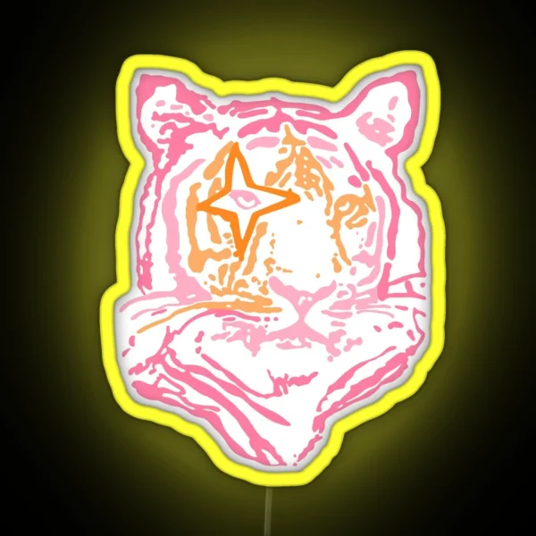 Pink And Orange Star Tiger RGB Neon Sign